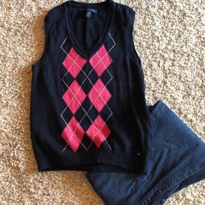 Tommy Hilfiger sweater vest navy/pink size xs